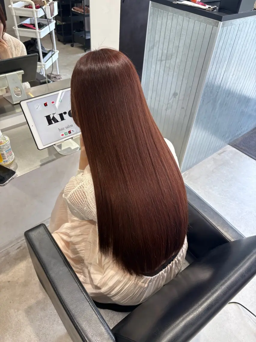 ロング ピンクブラウン カット ヘアカラー トリートメント MIHO☾·̩͙⋆ Kroのヘアスタイル
