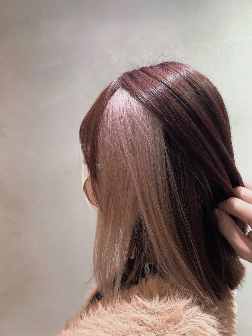 ミディアム カラー ベージュカラー ブリーチ ブラウンカラー ピンクカラー ピンクブラウン メンズカット/ 渋谷/アリジのヘアスタイル