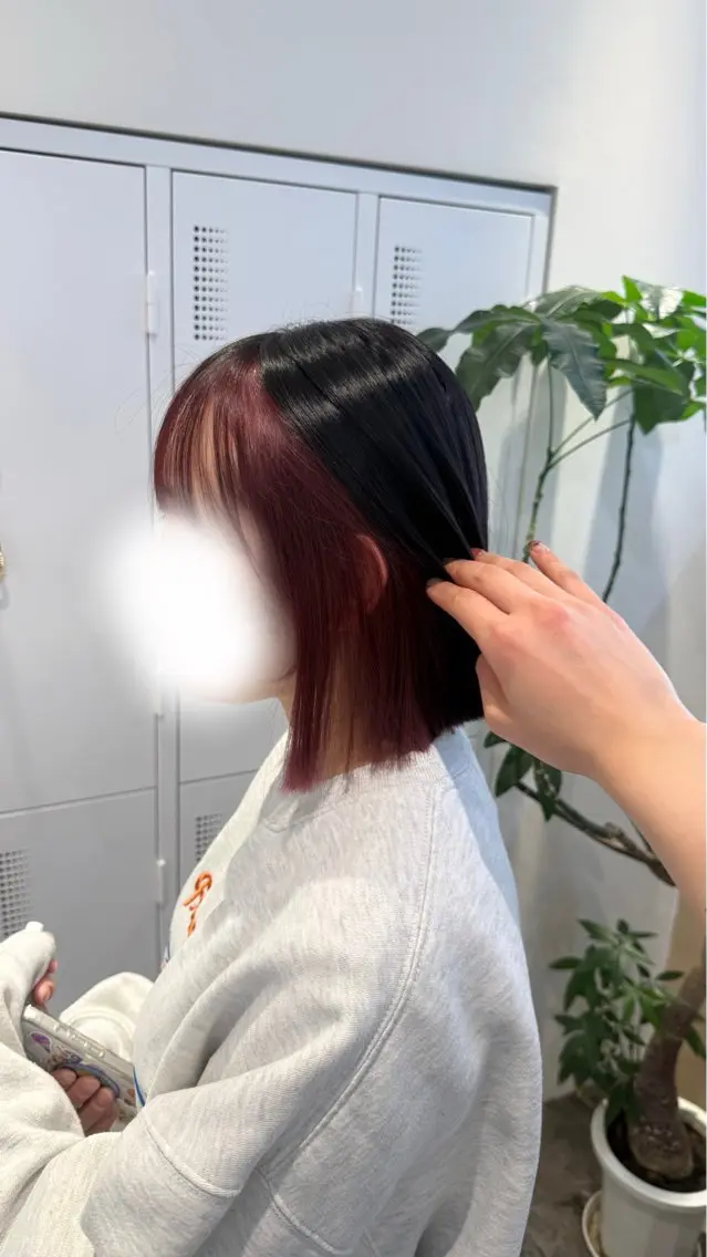 ミディアム カラー ミストバング ブリーチ フェイスフレーミング ピンクカラー カット ヘアカラー 松下 茉紀👱🏻♀️のヘアスタイル