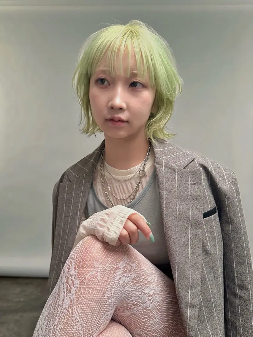 ショート カラー ミント ヘアカラー ケアブリーチ/透明感 /Arisaのヘアスタイル