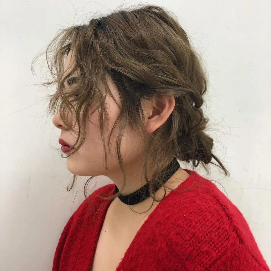 セミロング ヘアアレンジ お団子ヘア ヘアセット 【ピンク/韓国ヘア/ ヘアセット】亜海のヘアスタイル