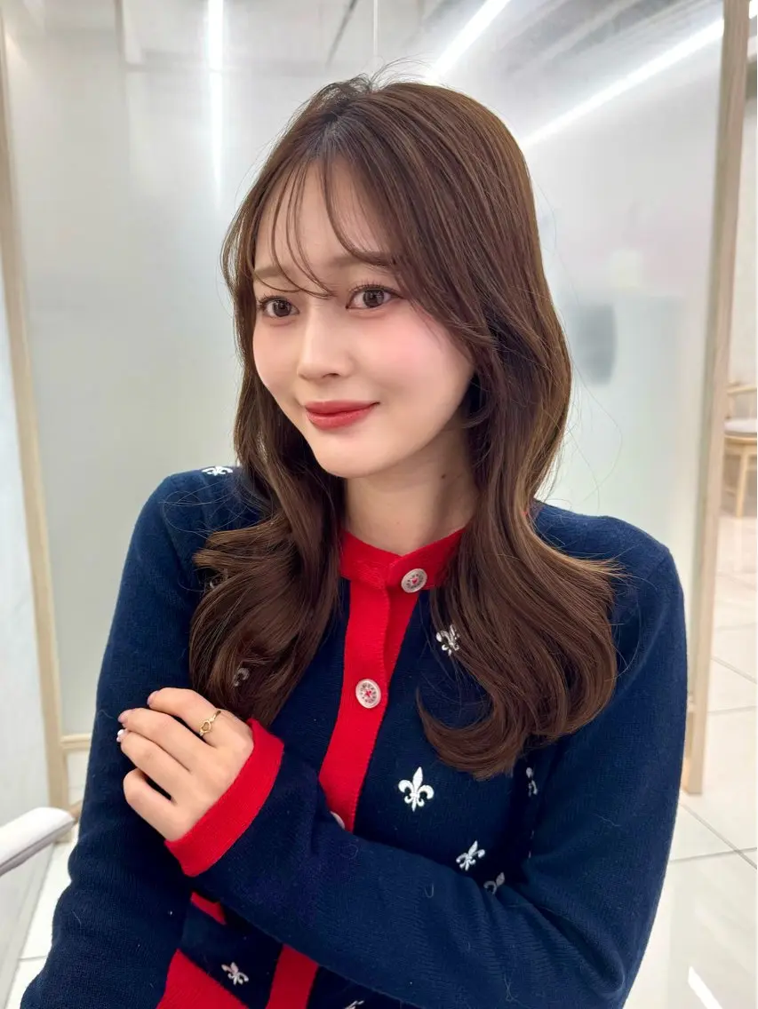セミロング カット ヘアカラー 顔周り🇰🇷韓国 レイヤー/いづみ💞のヘアスタイル