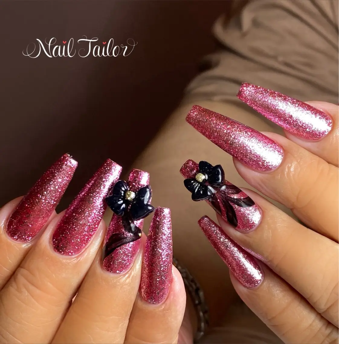 ネイル 長さ出し キラキラネイル ラメ(グリッター) ロングネイル ワンカラーネイル NailTailor ネイルテイラーのネイルデザイン