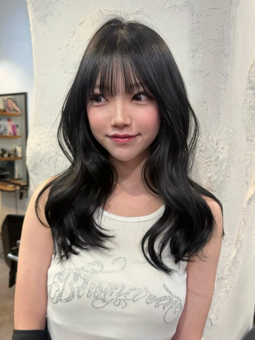 セミロング カット ヘアカラー トリートメント 赤み・黄み消しカラー 🤍韓国ヘア アオイのヘアスタイル