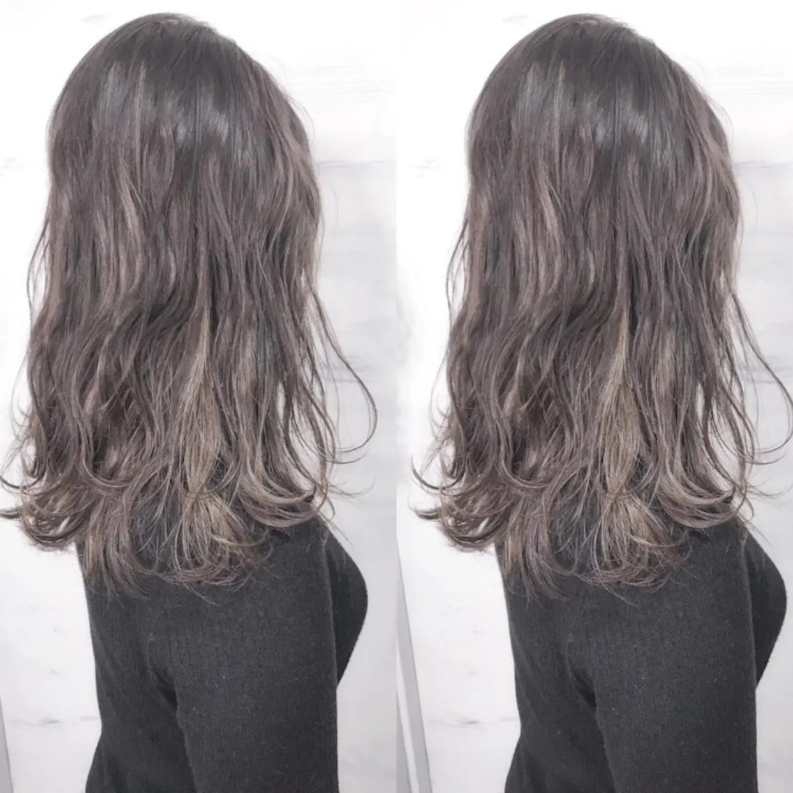 セミロング カラー ベージュカラー ハイライトカラー ハイライト ヘアカラー BOX mico.のヘアスタイル