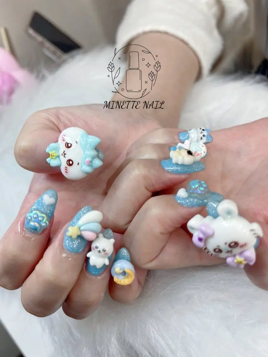 ネイル 長さ出し フレンチネイル ジェルネイル ガラスフレンチ 韓国ネイル Minette nailHuongのネイルデザイン