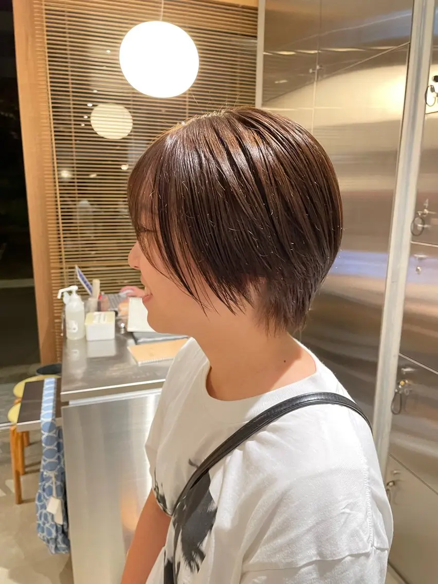 ショート カラー ブラウンカラー オレンジ 樋口 花穂のヘアスタイル