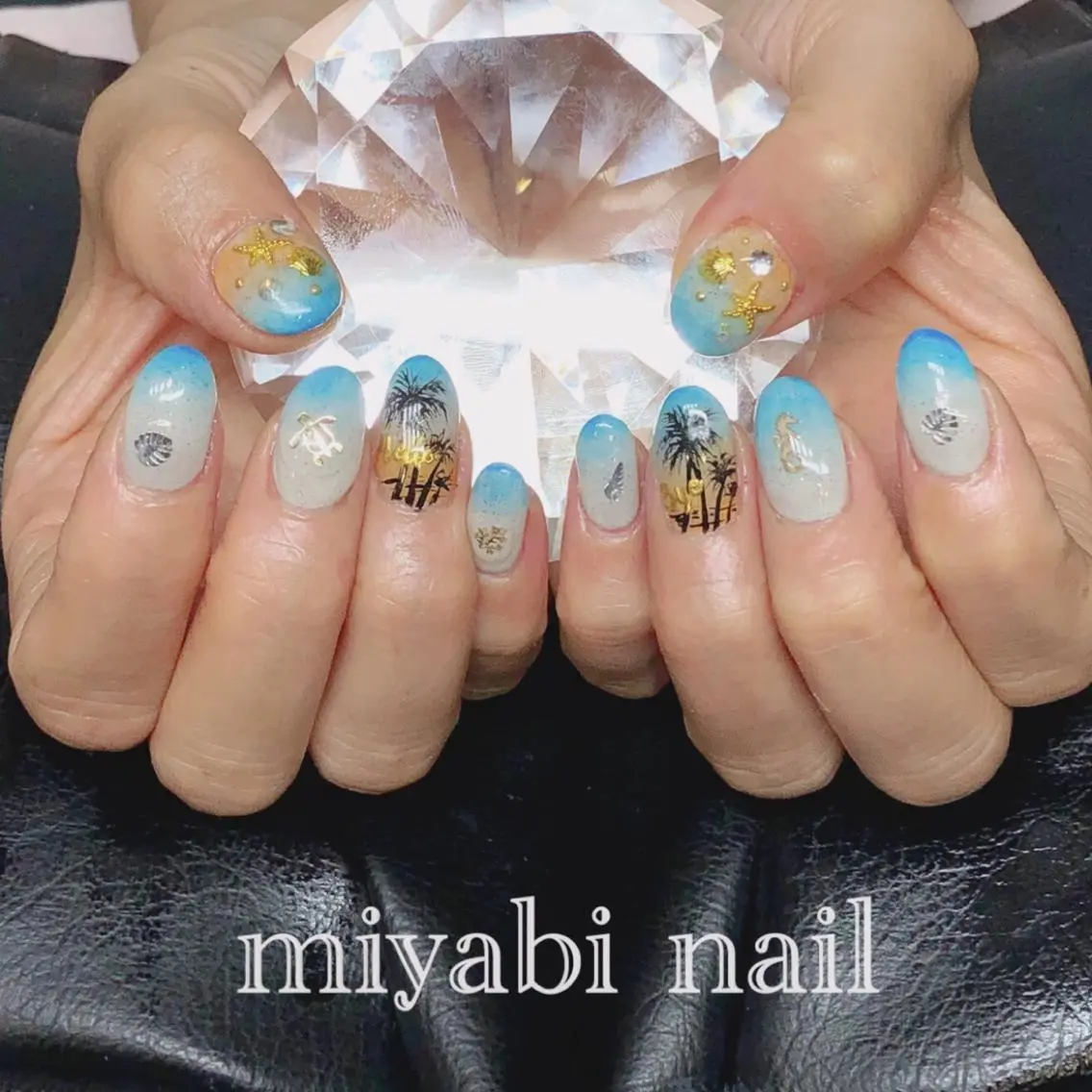 ネイル アートネイル ジェルネイル 持ち込み 夏ネイル miyabi nail 桂川駅近くのネイルデザイン