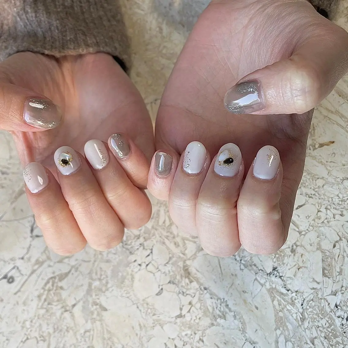 ネイル アートネイル ブルー フレンチネイル ジェルネイル 韓国ネイル ハンドネイル フットネイル nail salon mieux(ミュー)のマツエク・マツパデザイン