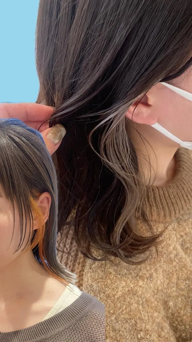 ミディアム カラー インナーカラー 増井 彩乃のヘアスタイル