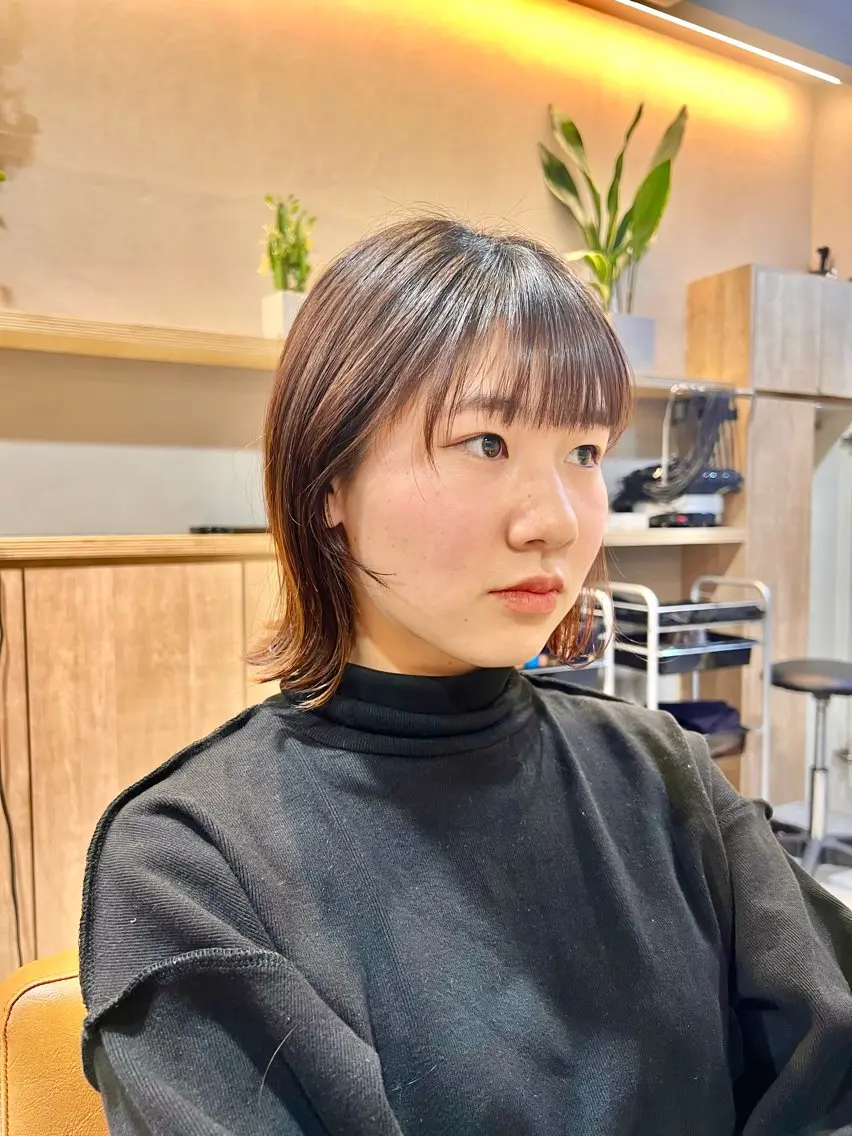 ショート カラー 切りっぱなしボブ ボブ 神戸ボブ✂️ ioe三宮/田 伸佳のヘアスタイル