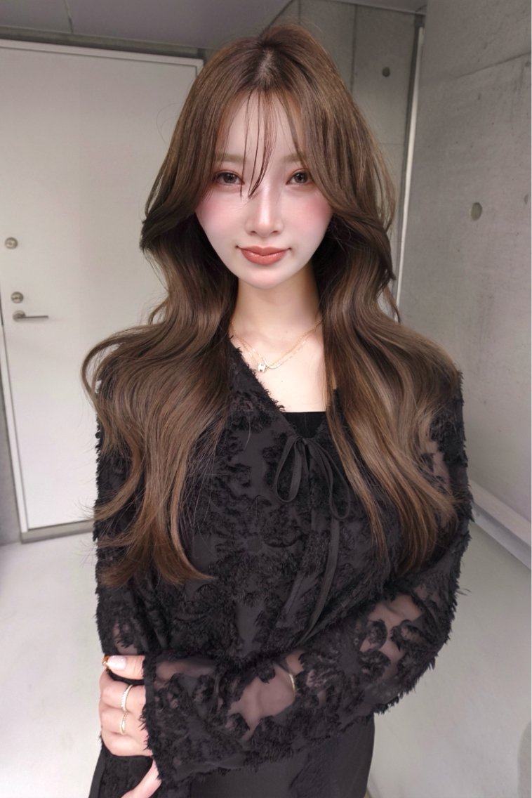 ロング カラー ブリーチ 透明感カラー ロング 似合わせカット カット ヘアカラー トリートメント 表参道/透明感カラー 韓国ヘア長田雄希のヘアスタイル
