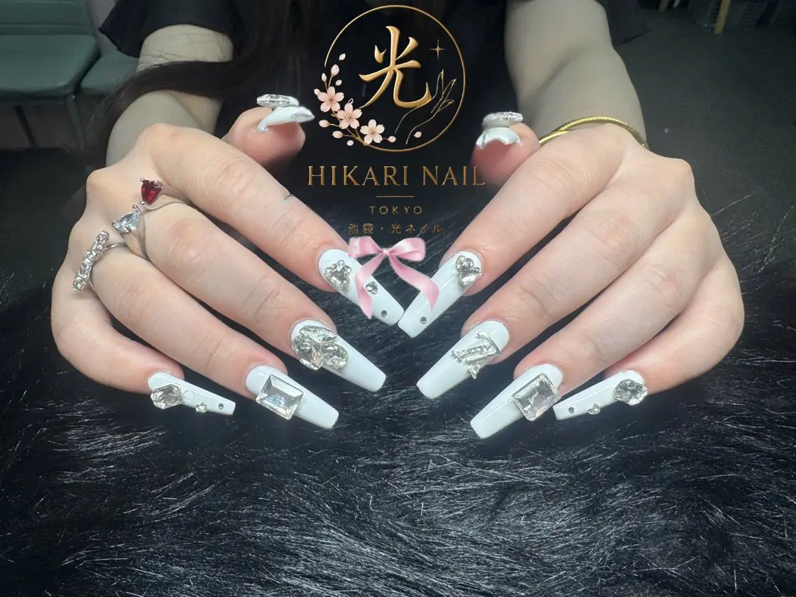 ネイル チークネイル 長さ出し フレンチネイル ガーリー ハロウィン ハンドネイル HikariNail Ikebukuroのネイルデザイン