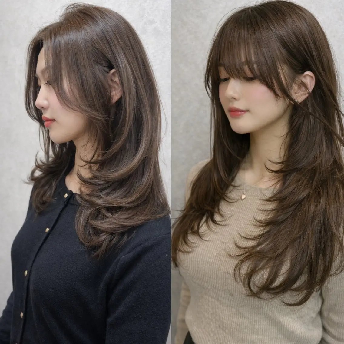 韓国風レイヤーカット+艶カラー+髪質再生トリートメントの写真
