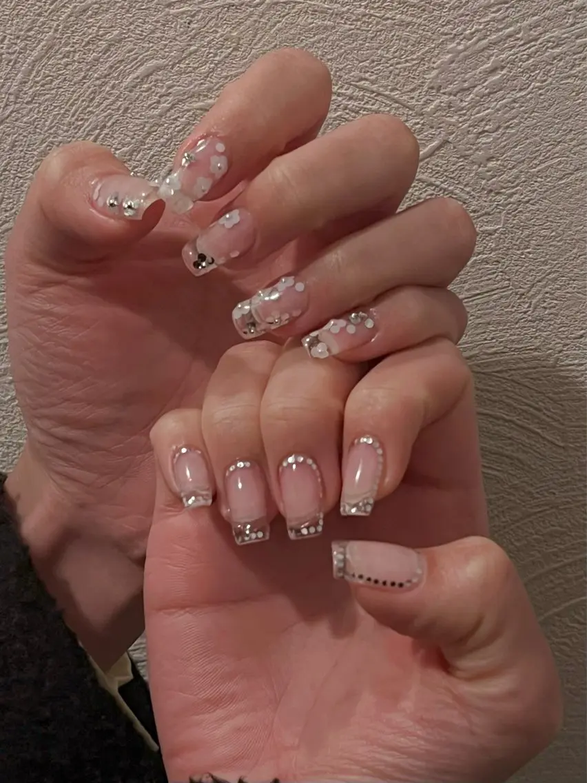ネイル クリアネイル 長さ出し スカルプネイル シンプルネイル nine.🦋 YUKOのネイルデザイン
