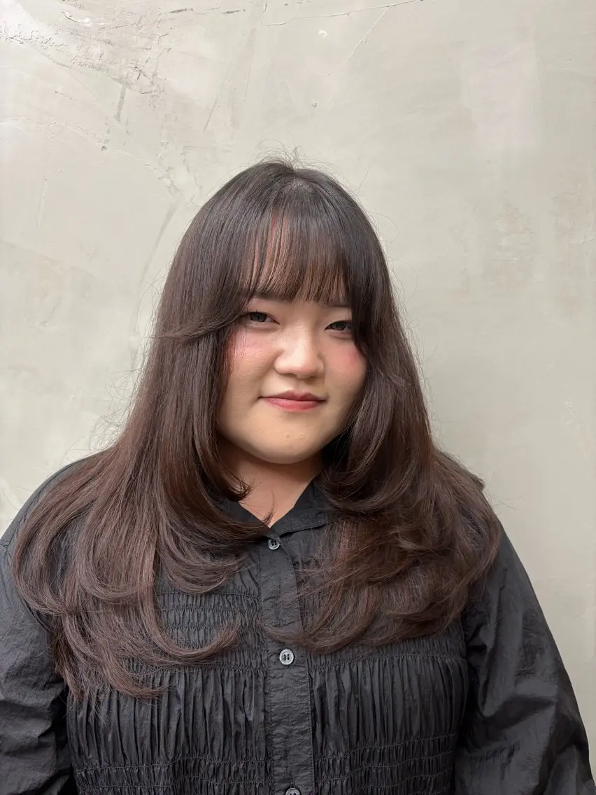 ロング 韓国風ヘア レイヤーカット カット かわうち れなのヘアスタイル