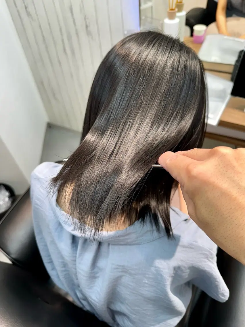 ミディアム カラー ハイトーンカラー 髪質改善 艶髪改善師/高橋潤 /縮毛矯正のヘアスタイル