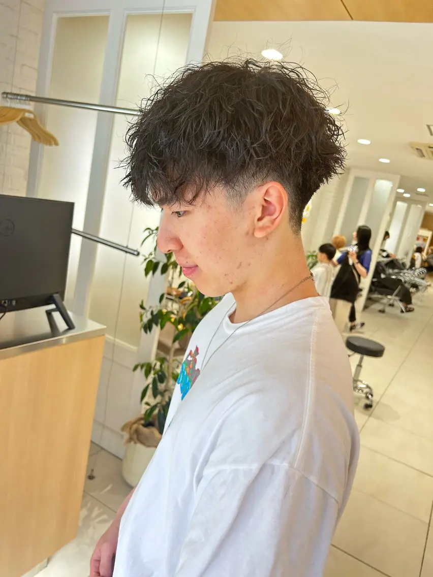 ショート パーマ メンズ カット パーマ ハイトーン/メンズ 水野翔太のヘアスタイル