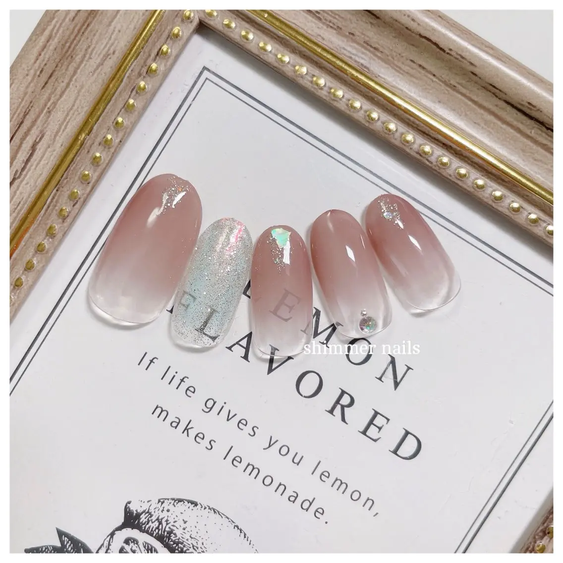 ネイル ピンク ピンクベージュ shimmer nailsのネイルデザイン