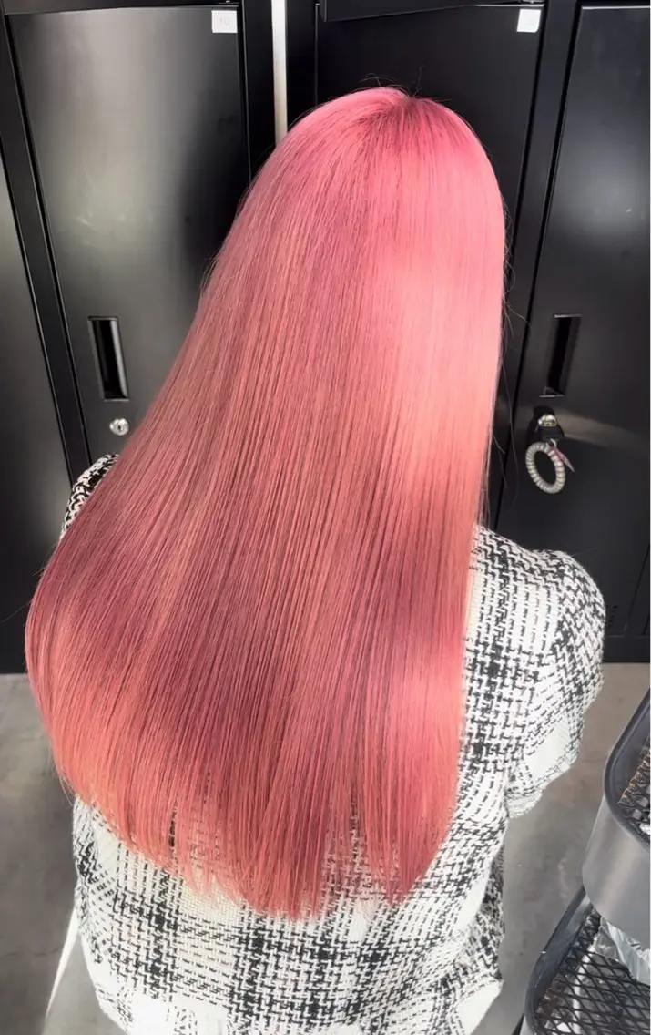 ロング カラー ピンクカラー ヘアカラー トリートメント 落ちる黒 森崎雄斗のヘアスタイル