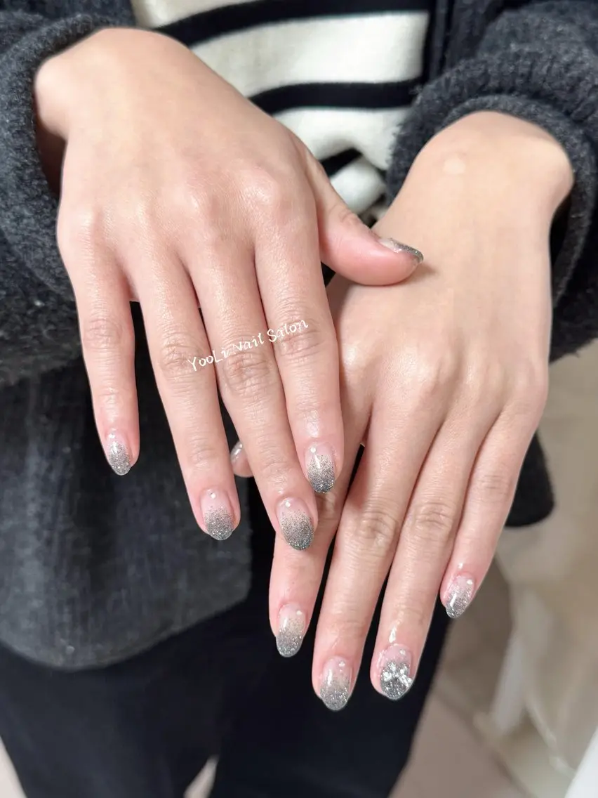 ネイル アートネイル オーロラネイル チークネイル フレンチネイル ガラスフレンチ ハンドネイル 🎀🎀YooLi Nail Salonのネイルデザイン