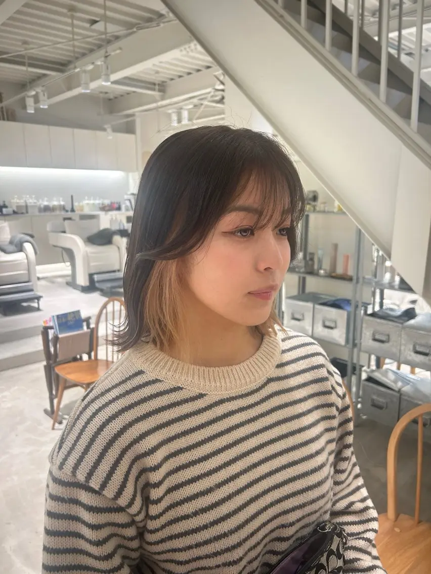 ミディアム ヘアカラー 篠原 若奈のヘアスタイル