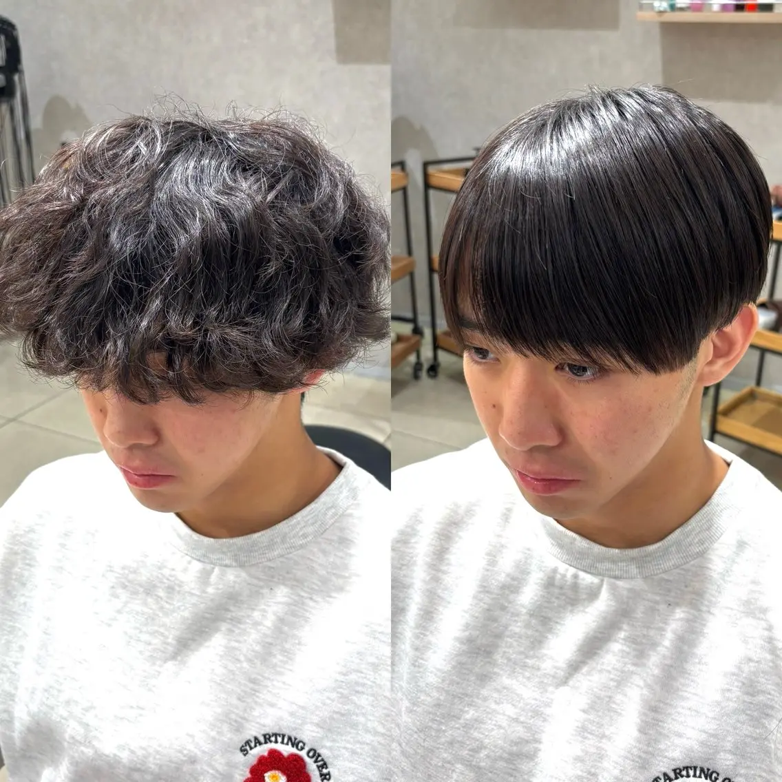 ミディアム パーマ メンズ カット 縮毛矯正 💠メンズ縮毛矯正 /パーマ💠林慶太のヘアスタイル