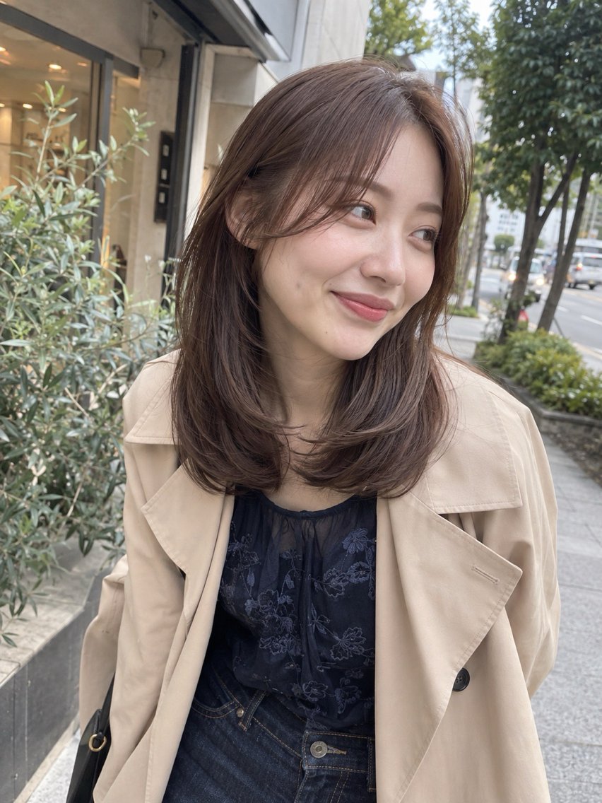 ミディアム カラー ブリーチ ブラウンカラー 透明感カラー ダブルカラー モカブラウン ヘアカラー カラーモデル募集中/ 透明感カラー/るいのヘアスタイル