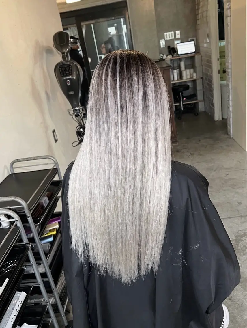 ロング カラー バレイヤージュ シルバー ホワイトシルバー レイヤーカット ヘアカラー トリートメント 指名数No.1 /NAOYAのヘアスタイル