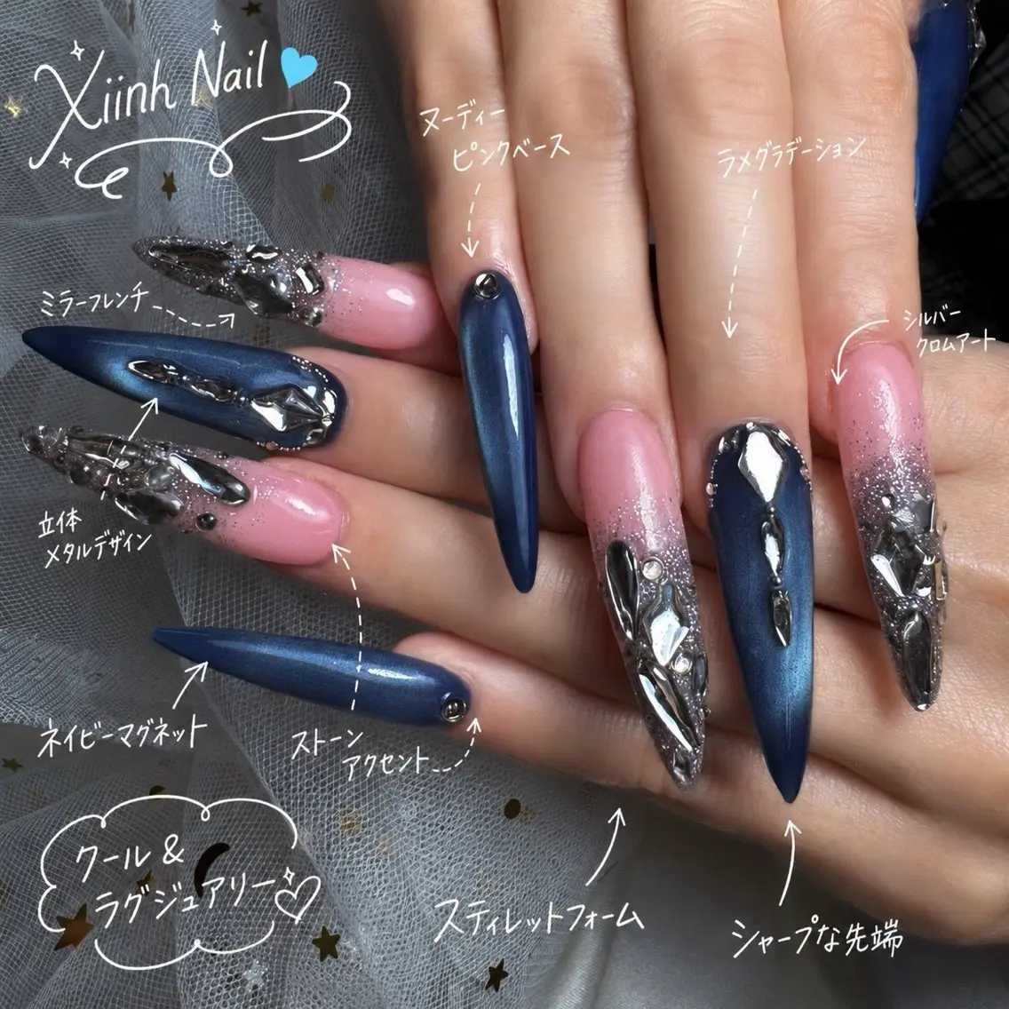 ネイル チークネイル 桜ネイル 長さ出し フラワーネイル フットネイル ハンドネイル XIINH NAIL SALONのネイルデザイン