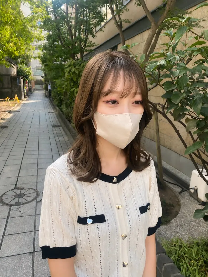 ミディアム カット ヘアカラー トリートメント 木場 真愛耶のヘアスタイル