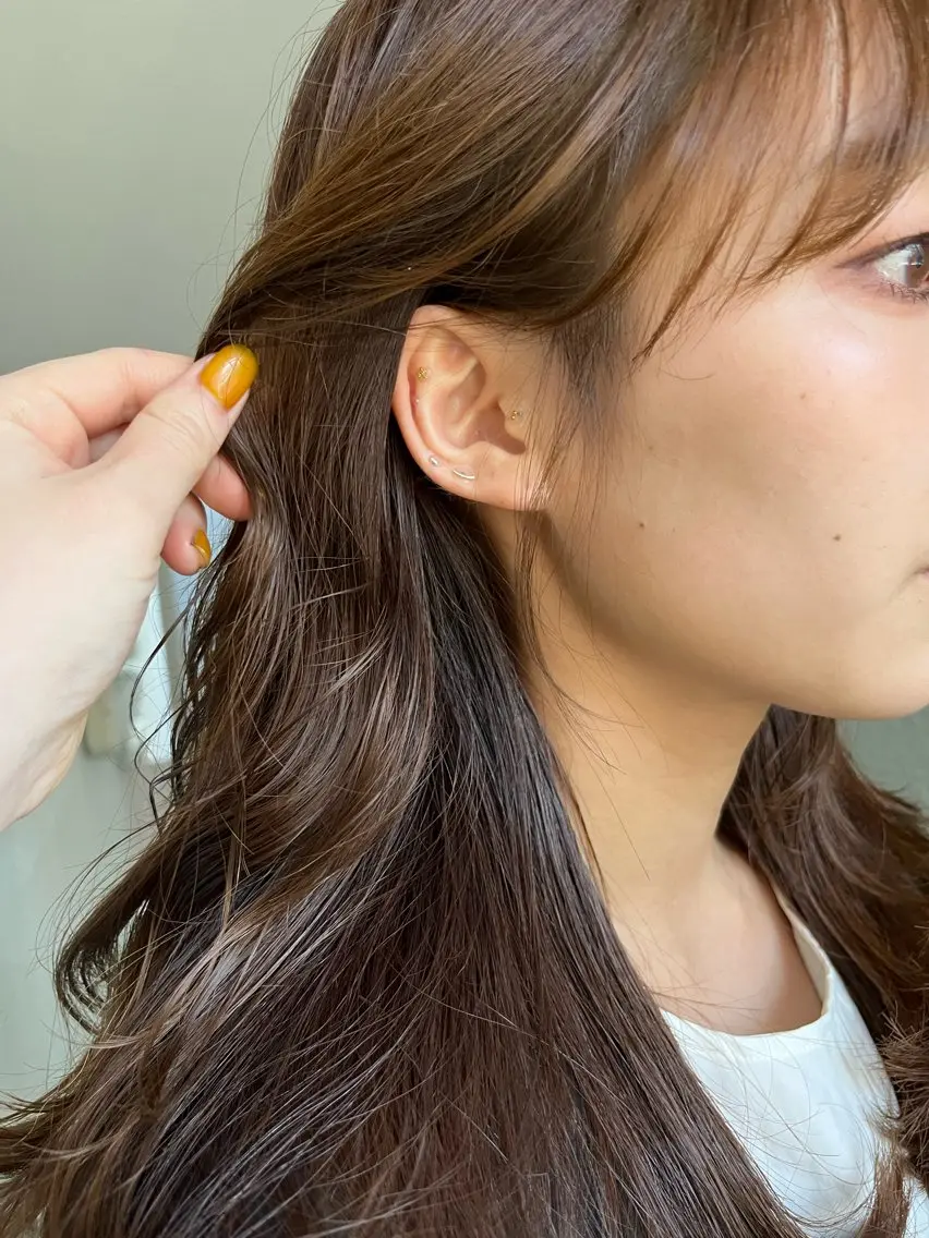 ロング カラー カット ヘアカラー レイヤーカット🍏 オリーブ/ののかのヘアスタイル