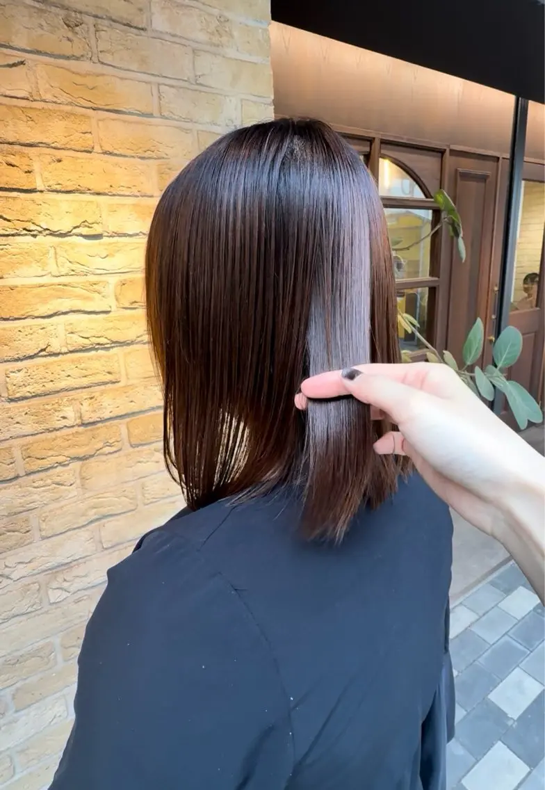 ミディアム カット 縮毛矯正 トリートメント 顔周り特化〜RIHO /CLUTCH博多のヘアスタイル