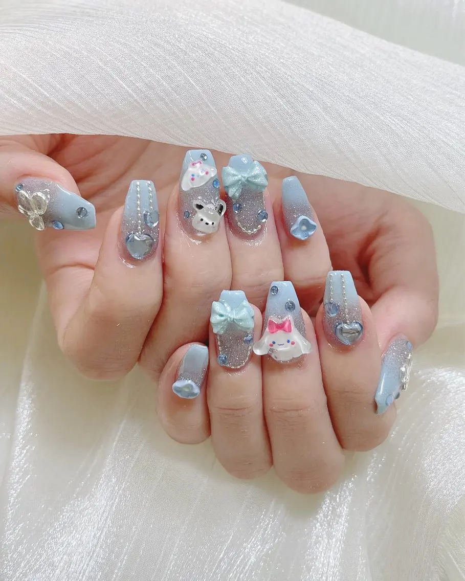 ネイル チークネイル ドット フレンチネイル ハート キラキラネイル ハンドネイル Speraネイル 大宮店🎀のネイルデザイン