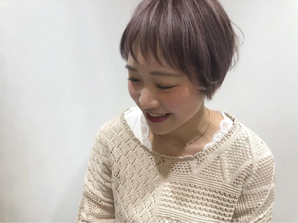 ショート カラー ピンクカラー シアーピンク ショートヘア カット ヘアカラー 江原 彩華のヘアスタイル