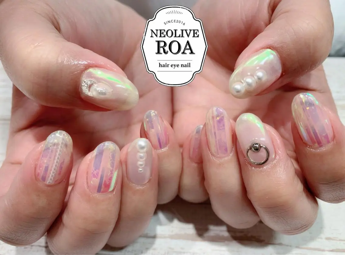 ネイル オーロラネイル クリアネイル ハンドネイル Nail by selenのネイルデザイン