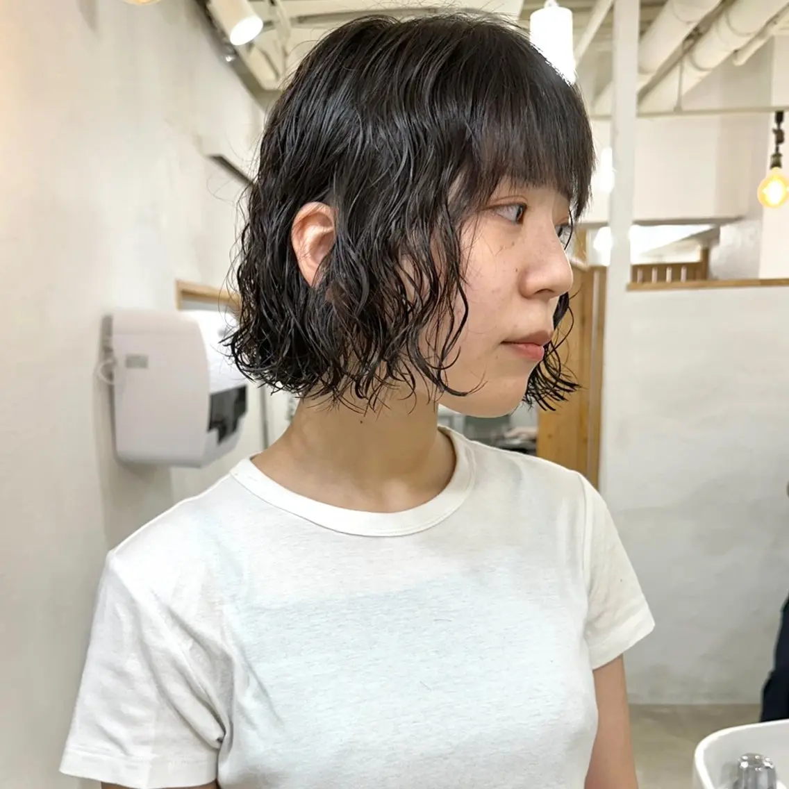 ショート パーマ 切りっぱなしボブ 前下がりボブ ボブ ウルフカット カット パーマ 髪質改善 縮毛矯正/ レイヤー/銀座/本木のヘアスタイル