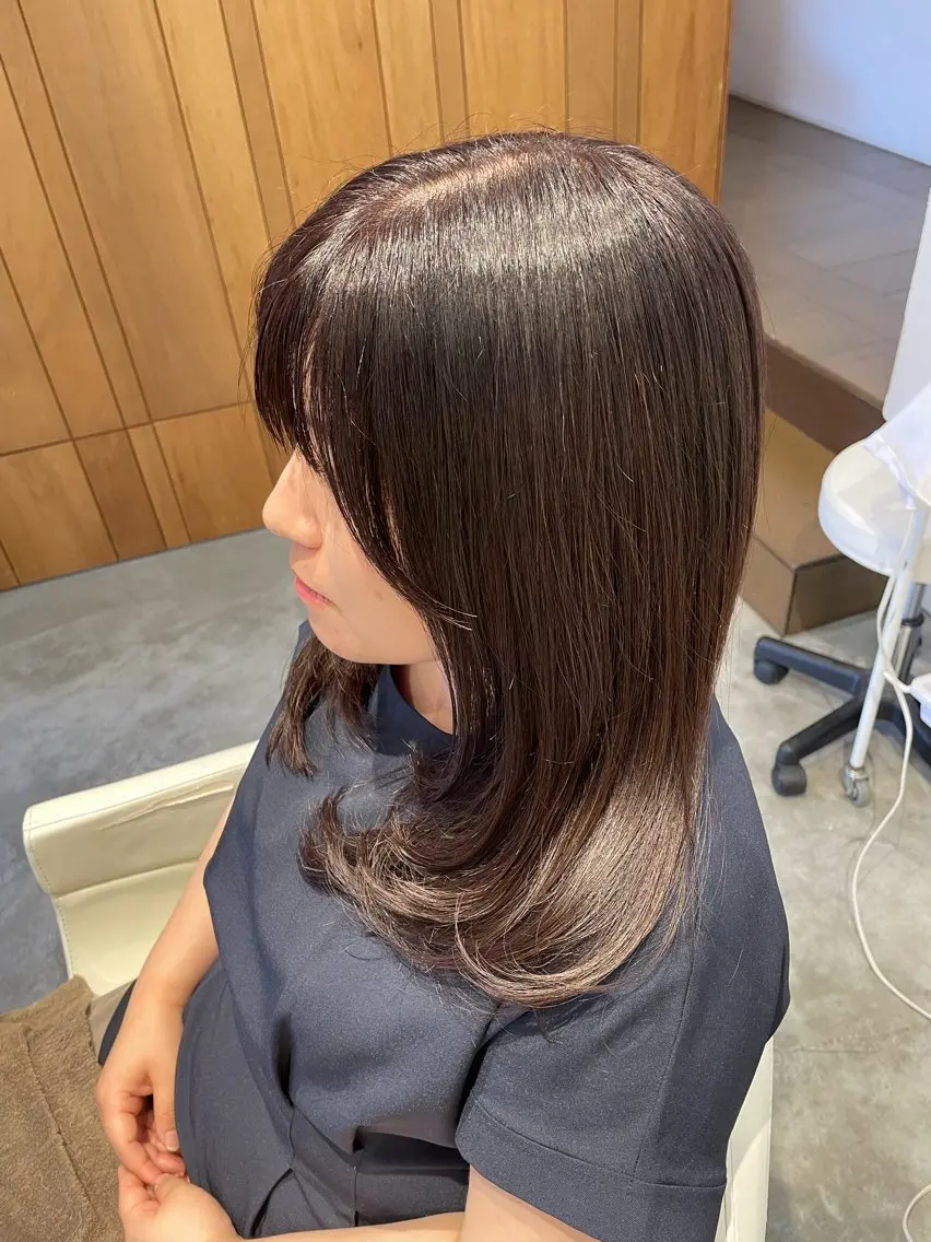 セミロング カラー ブリーチ ブリーチなしカラー ボブ 顔周りカット 韓国風ヘア カット ヘアカラー トリートメント mopa_kaede ナチュラル/レイヤーのヘアスタイル