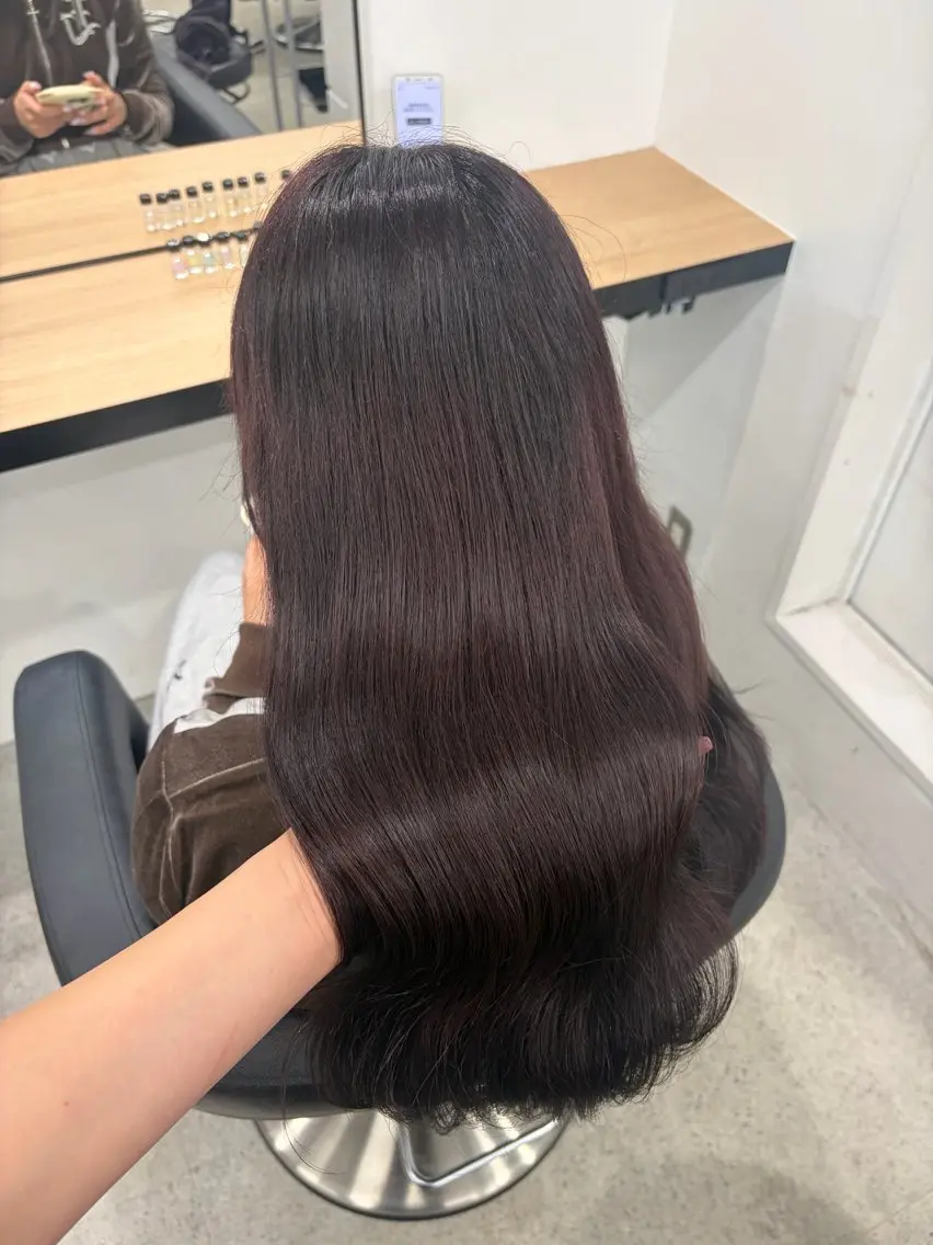 ロング カラー ブリーチ 髪質改善 トリートメント ヘアカラー 💗愛され暖色💗 ピンク/レッド💗のヘアスタイル