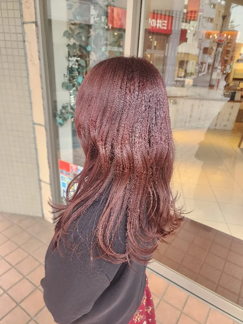 セミロング カラー ヘアアレンジ ブラウンカラー ピンクカラー ピンクブラウン 6/8予約とれます ❤️30%Off🩷のヘアスタイル