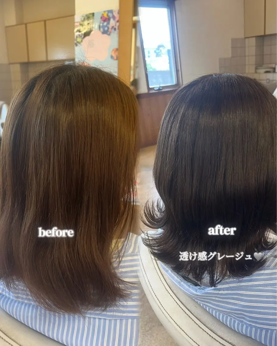 ミディアム ヘアカラー ふるや ここあのヘアスタイル