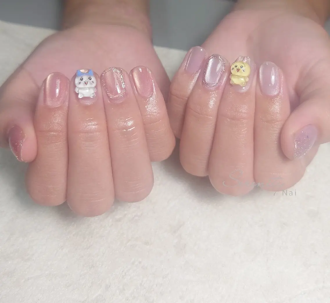 ネイル フラッシュネイル 持ち込み ピンク パープル ハンドネイル nail serenityのネイルデザイン