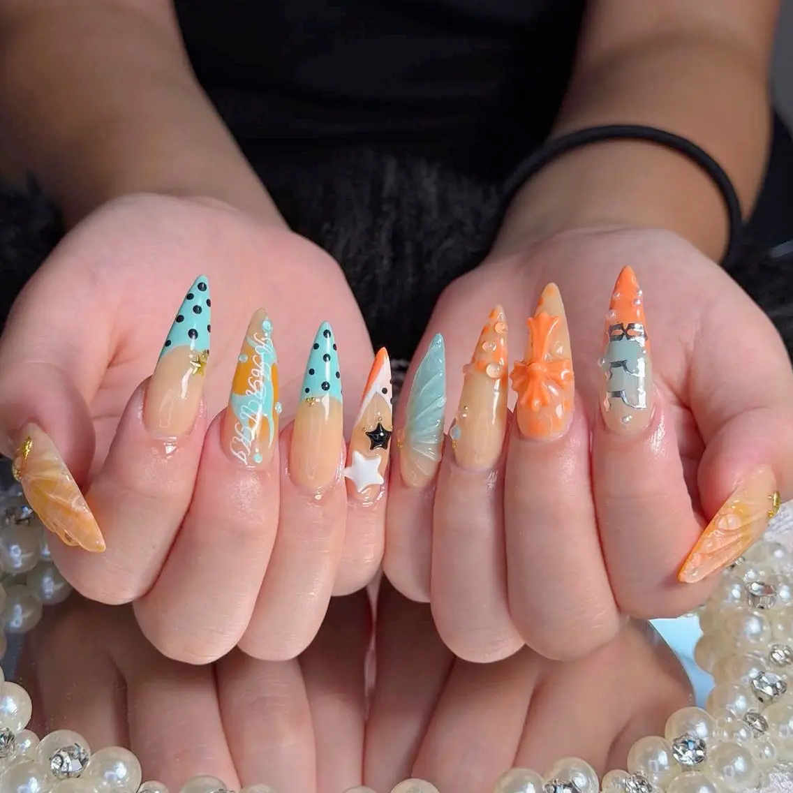 ネイル オーロラネイル 長さ出し フラッシュネイル フレンチネイル ジェルネイル ハンドネイル ハンドケア CiCi Nail Salonのネイルデザイン