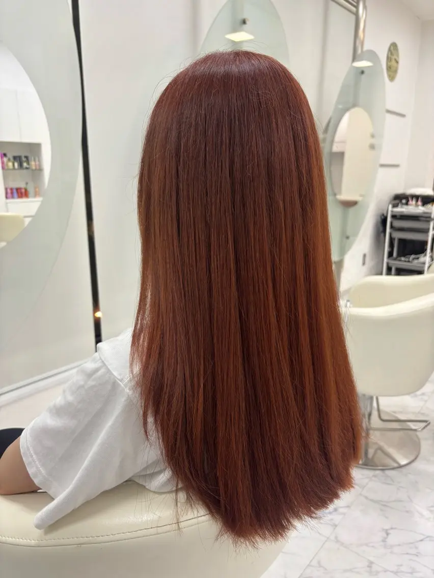 ロング カラー ベージュカラー オレンジ オレンジベージュ レイヤーカット カット ヘアカラー Esquisse est ミライのヘアスタイル