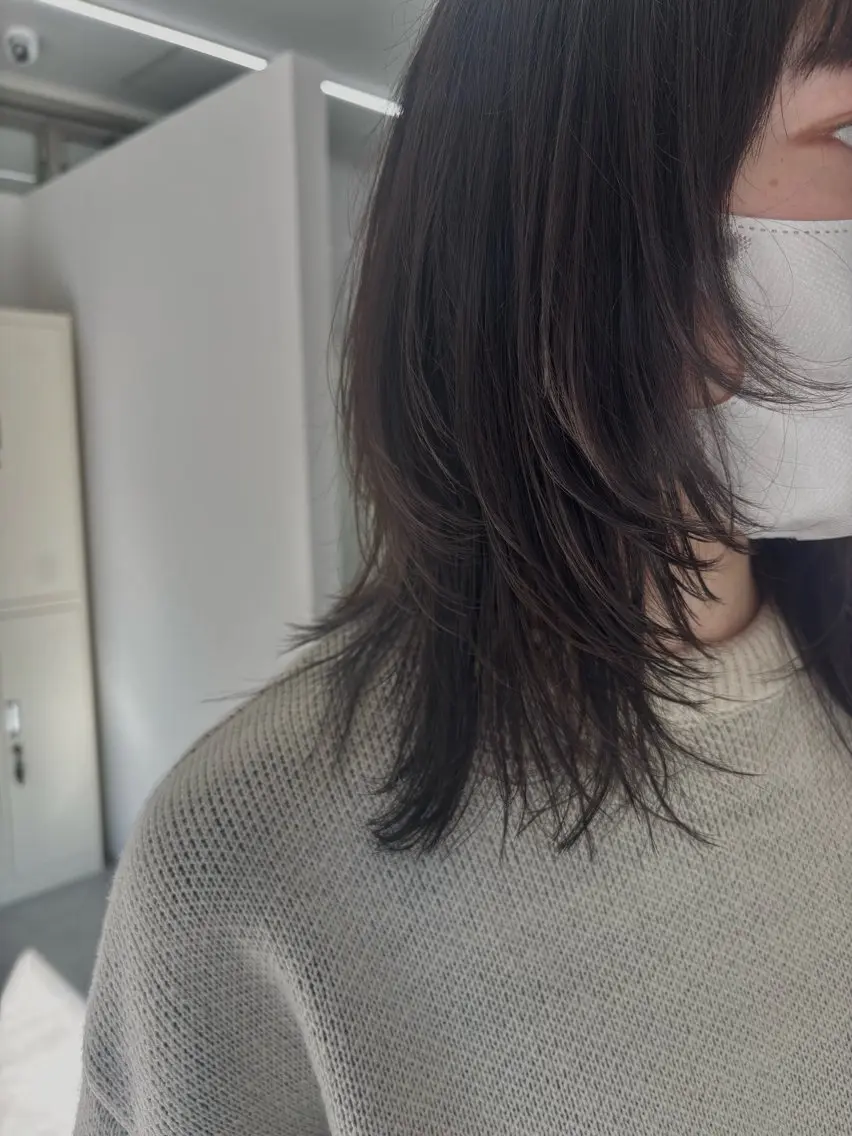 ミディアム ボブ くびれヘア くびれレイヤー レイヤーカット カット ヘアカラー トリートメント 新村 華奈絵のヘアスタイル