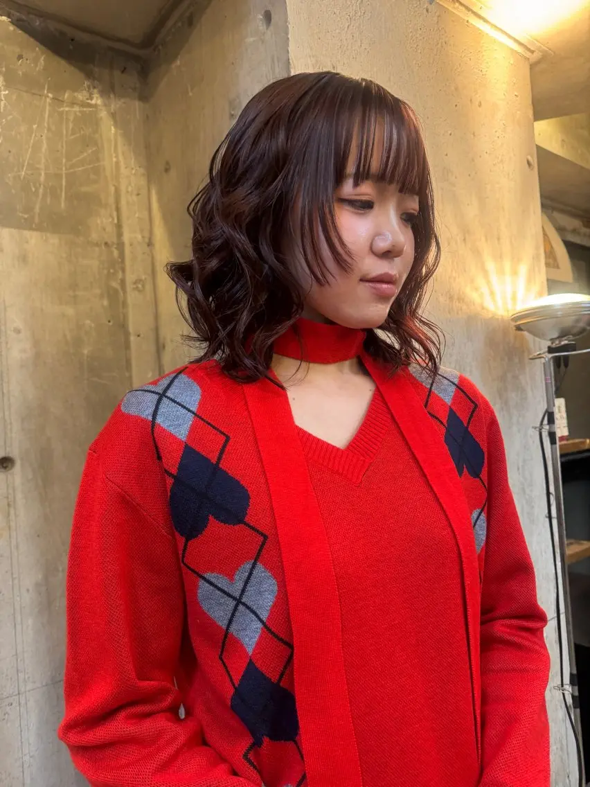 ミディアム カラー パーマ カット ヘアカラー パーマ 🍈yurina 福岡/パーマ🍈のヘアスタイル