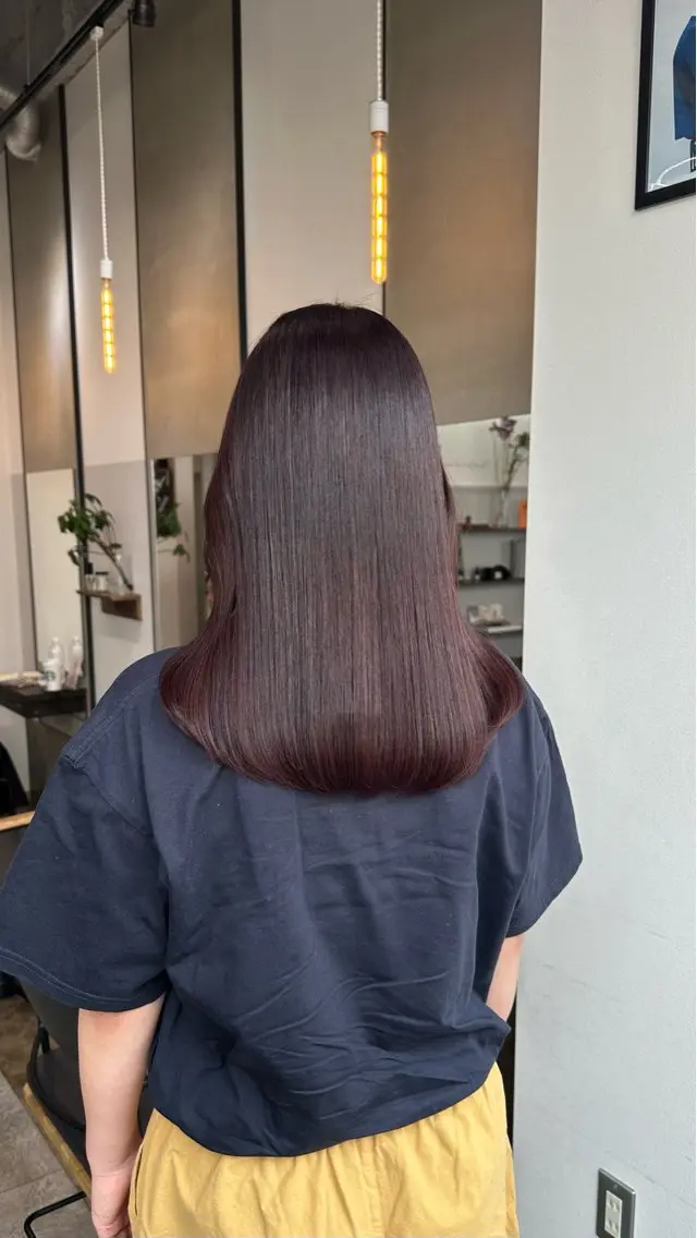 ロング カラー ヘアアレンジ カシス レッドカラー 熊本市東区 /Ririkaのヘアスタイル