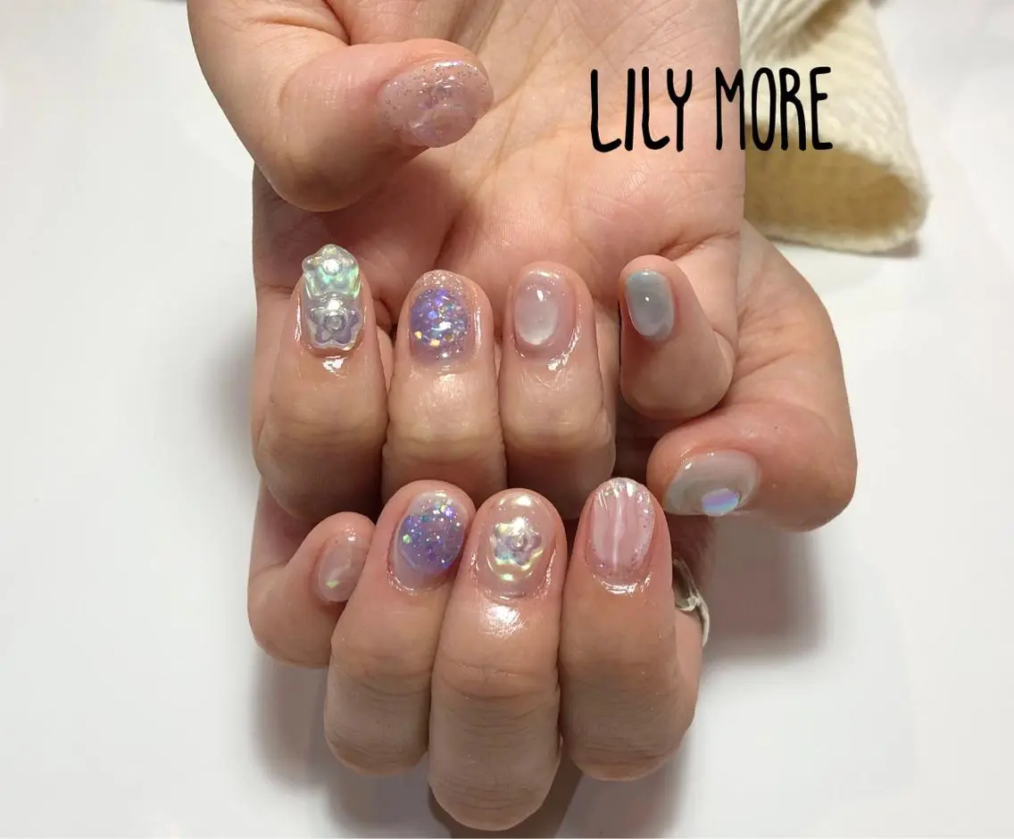 ネイル オーロラネイル Lily closetのネイルデザイン