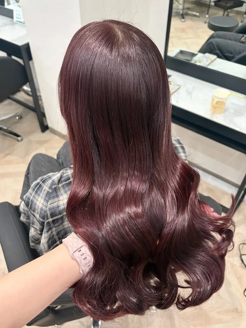 ロング カラー ブリーチ ダブルカラー ブリーチなしカラー ピンクカラー カット ヘアカラー 𝒎𝒐𝒆🩰 名駅/ヘアメ/暖色♡のヘアスタイル