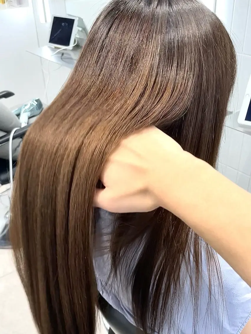 ロング カラー パーマ ブリーチ 髪質改善 縮毛矯正 ストレートパーマ 縮毛矯正 トリートメント 原宿/ハイライト バレイヤージュ/大智のヘアスタイル